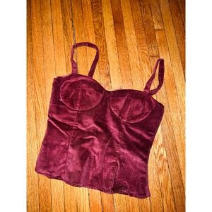 Reformation Red/Maroon Velvet Bustier/Corset Top